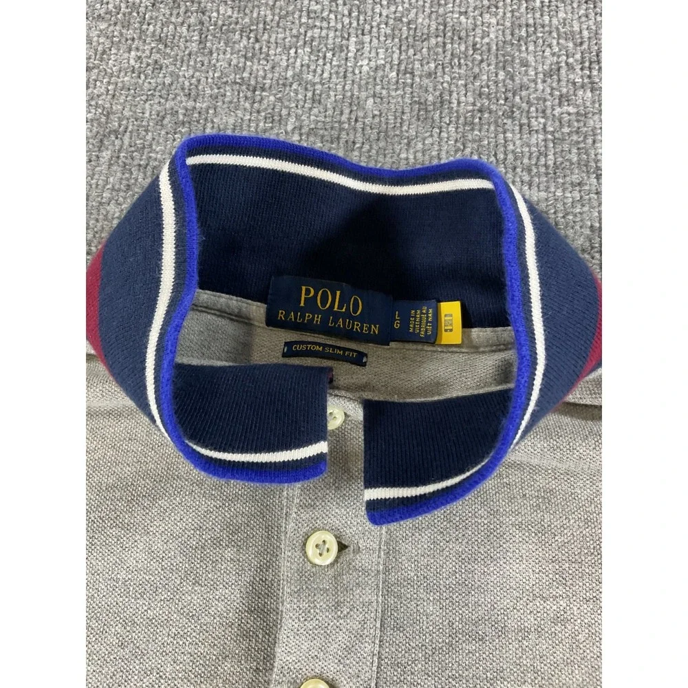 Polo Ralph Lauren Polo Shirt Mens Large Gray Short Sleeve Big Pony Cotton Classi